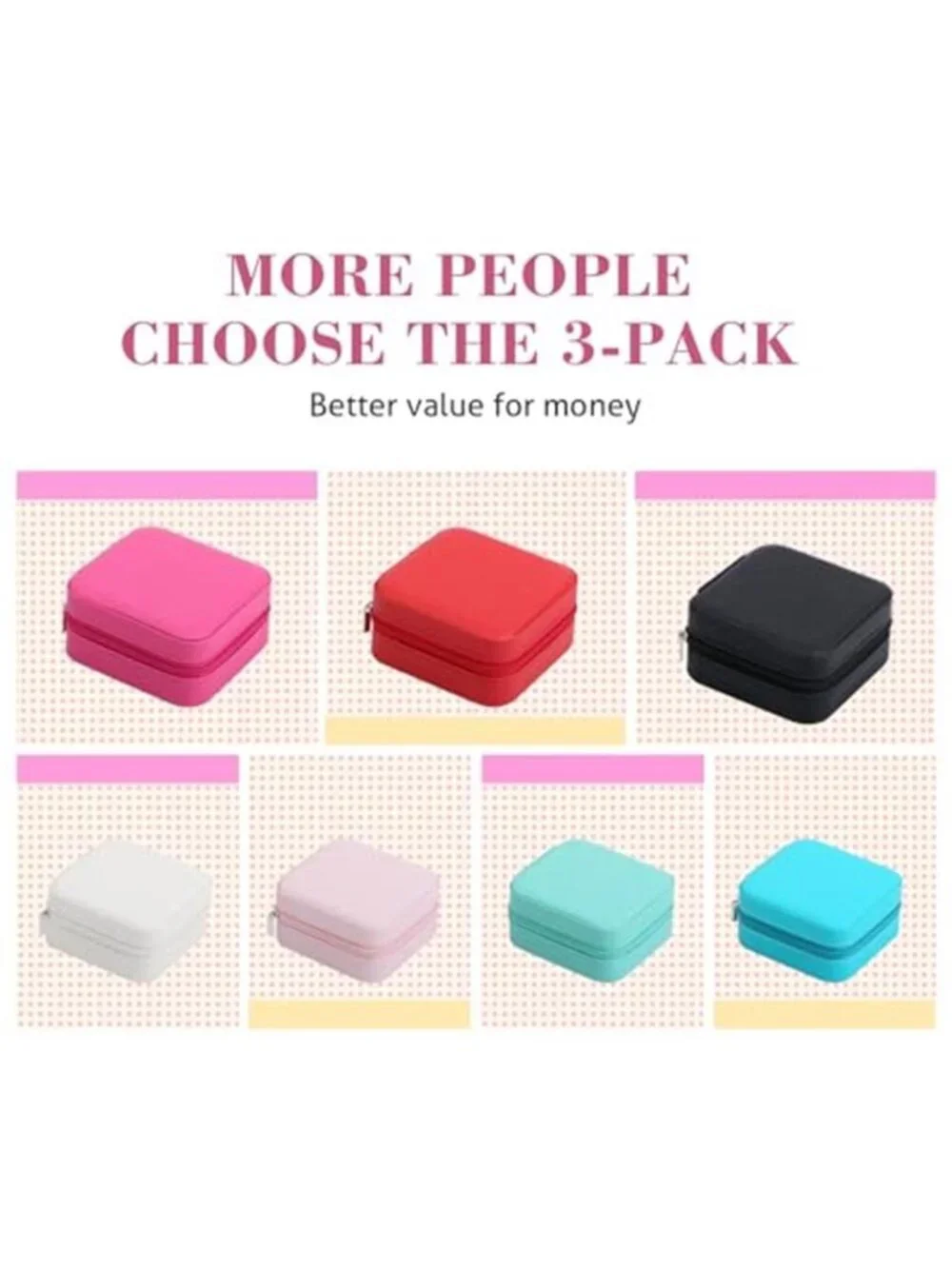 Pink Travel Jewelry Box Organizer Case Ring Necklace Earring Storage Mini Case